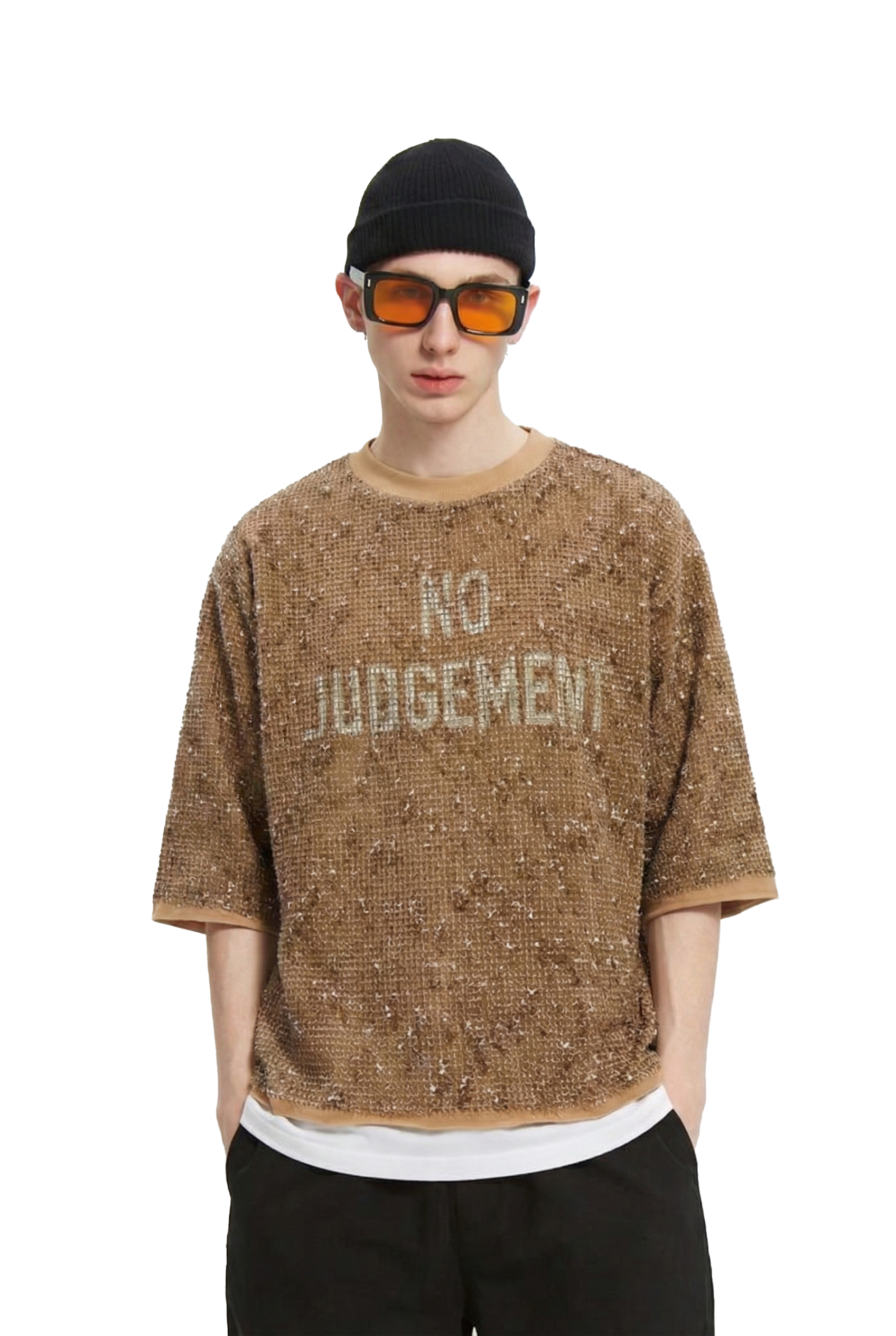 TROVE S/N Jersey 3/4 Sleeve Crop Top Tee
