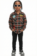MALLARD Kid's Premium Mid-weight Flannel Shirt With Heavy Embroidery Works, Patch Work & Print Effects