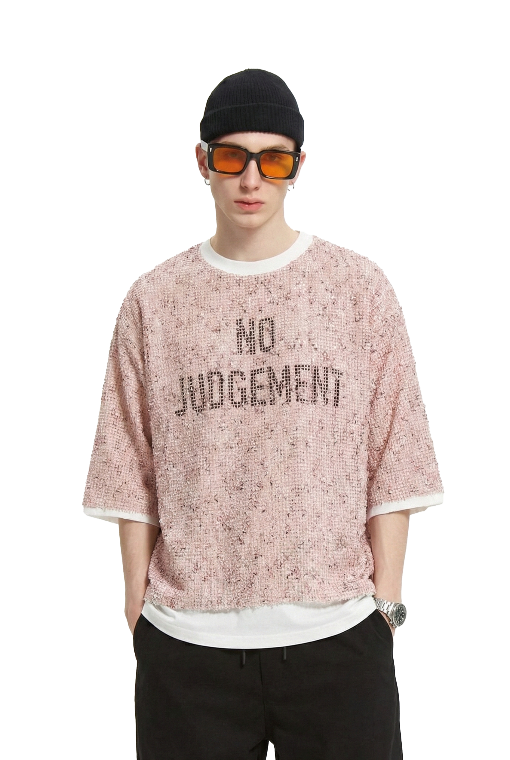 Sparkle S/N Jersey 3/4 Sleeve Crop Top Tee