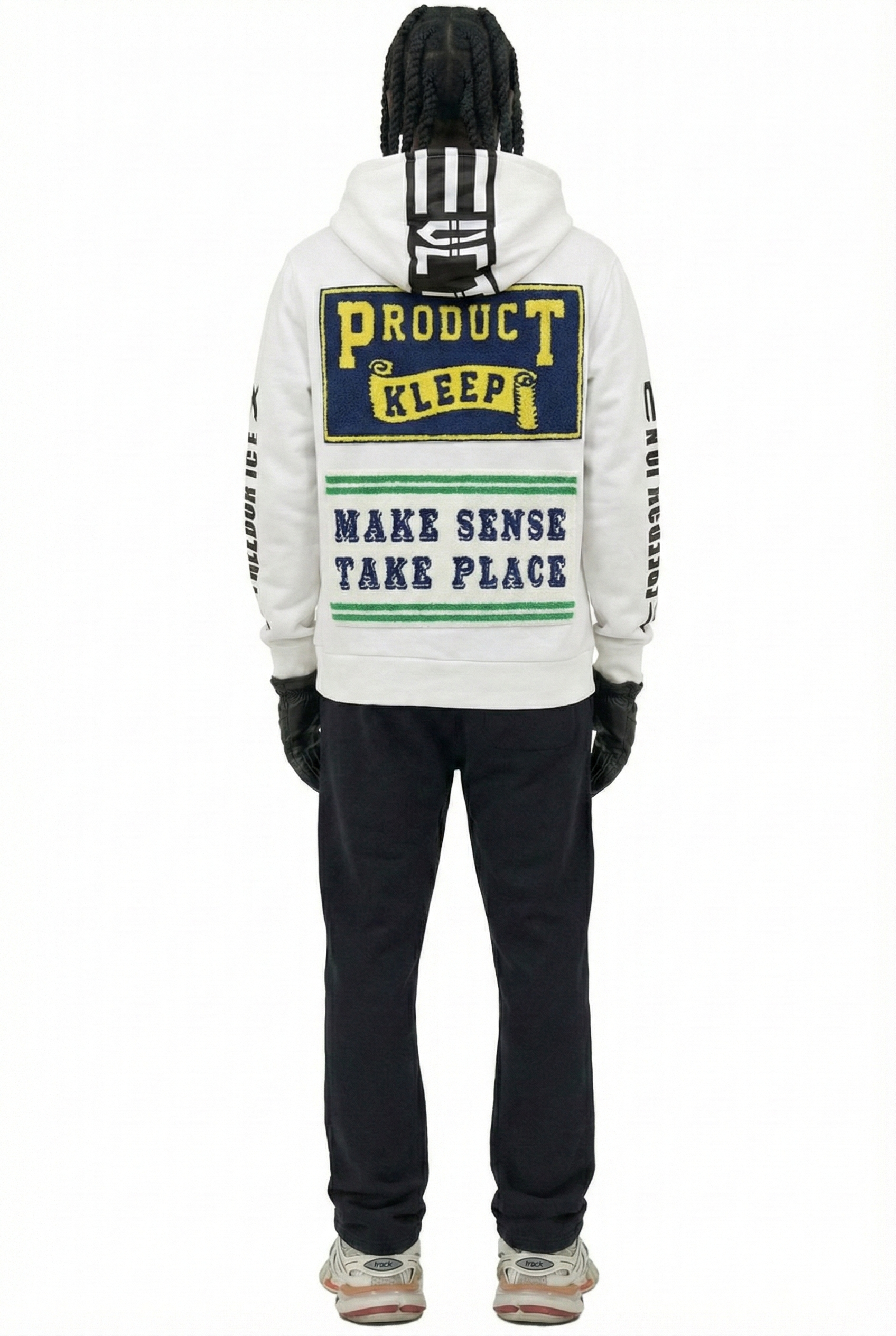 KLEEP Men's Premium French Terry Pullover Hoodie with Chenille Patch&Print