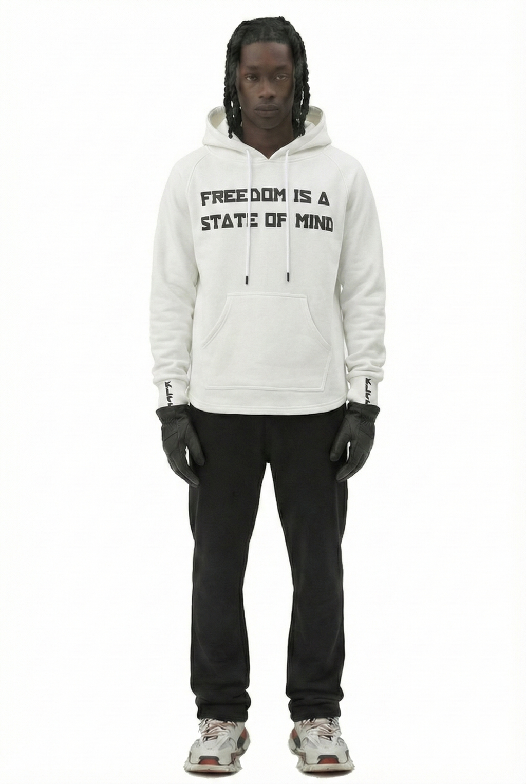 Premium cotton brushed fleece pullover hoodie.
