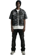 NOIR Fine Ripstop Twill Boxy Cut Crop Top Short sleeve Buttondown Shirt
