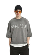 ORBITS S/N Jersey 3/4 Sleeve Crop Top Tee with Detachable Necklace