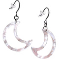Handcrafted Gunmetal Plated Crescent Moon Fishhook Dangle Earrings