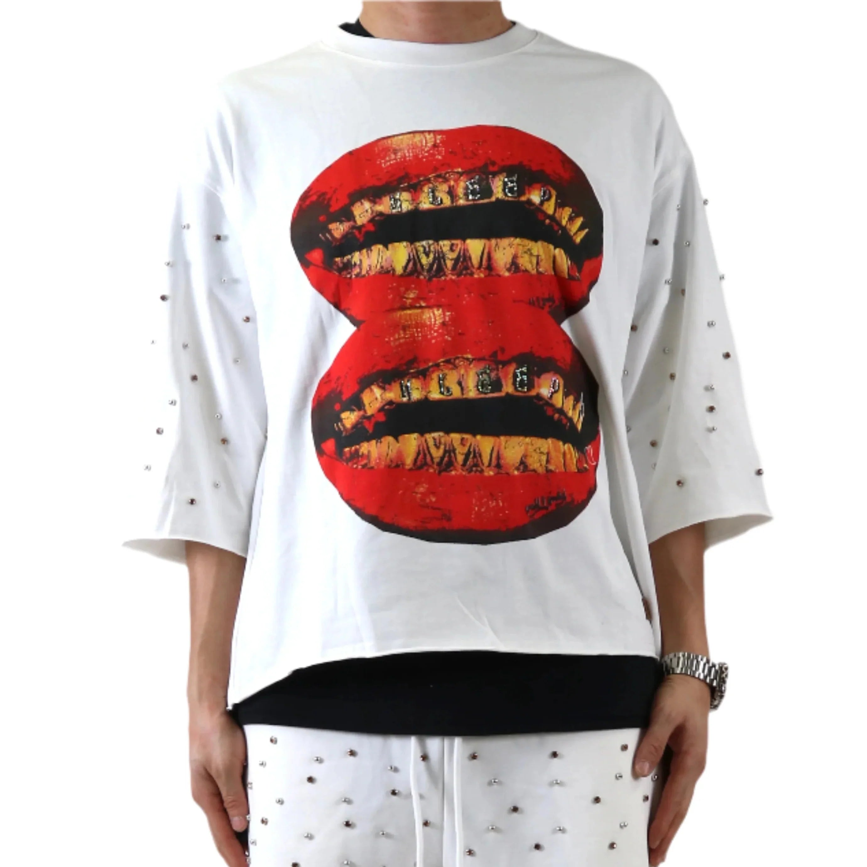 CLAIN SN/ Jersey 3/4 Sleeve Crop Top Tee