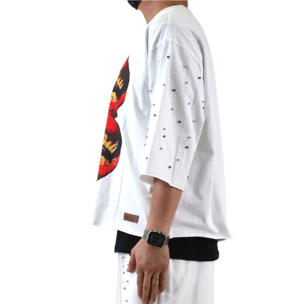 CLAIN SN/ Jersey 3/4 Sleeve Crop Top Tee