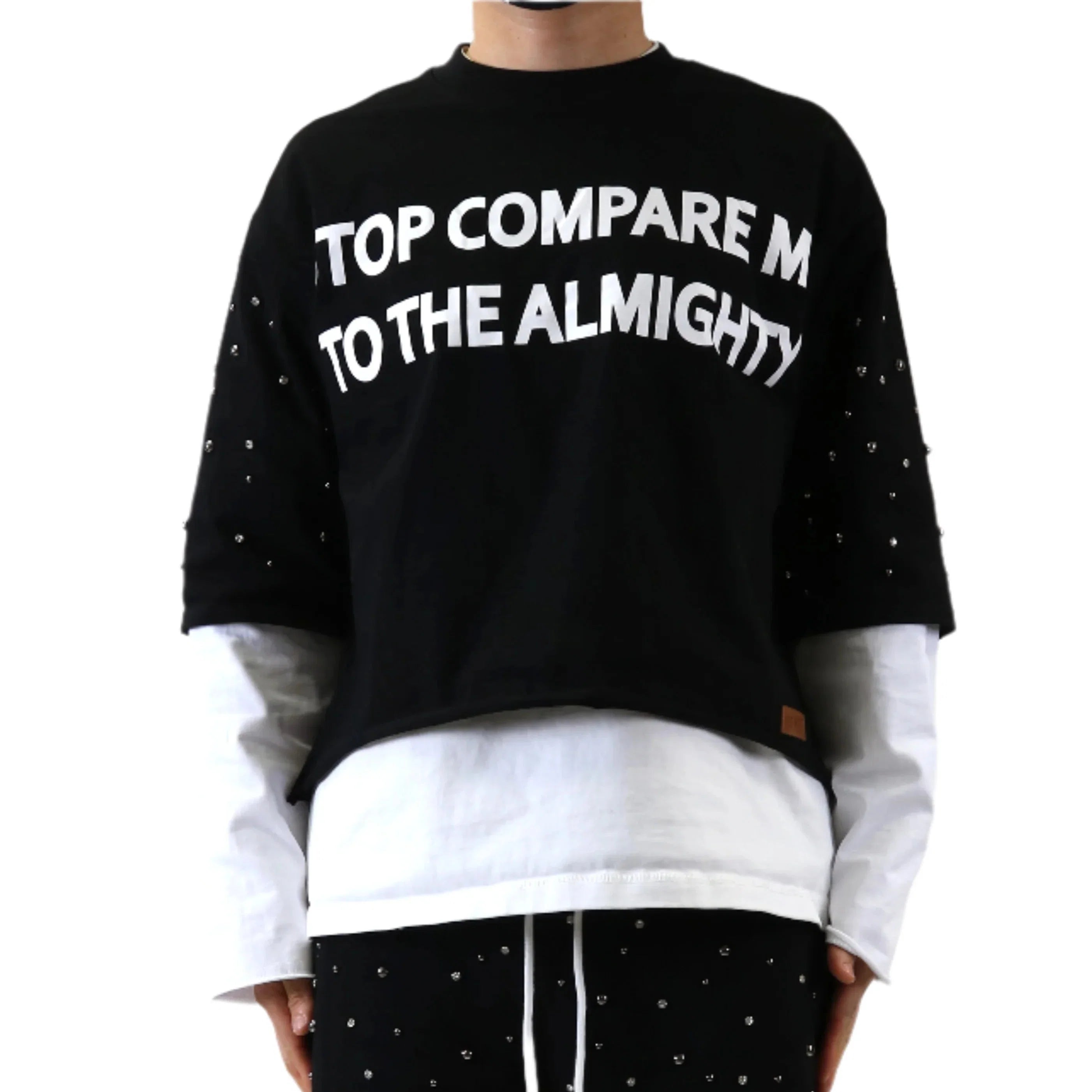 KARAN S/N Jersey 3/4 Sleeve Crop top Tee with Layered long sleeve