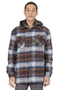 REYNA Men's Oversize Heavy Flannel Outer Shirket with detachable Cire Hoodie