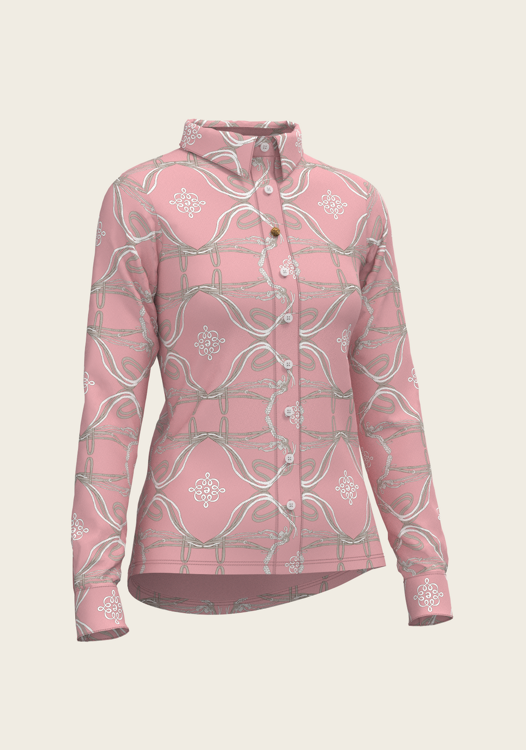 Roped Bridles on Rose Ladies Button Shirt