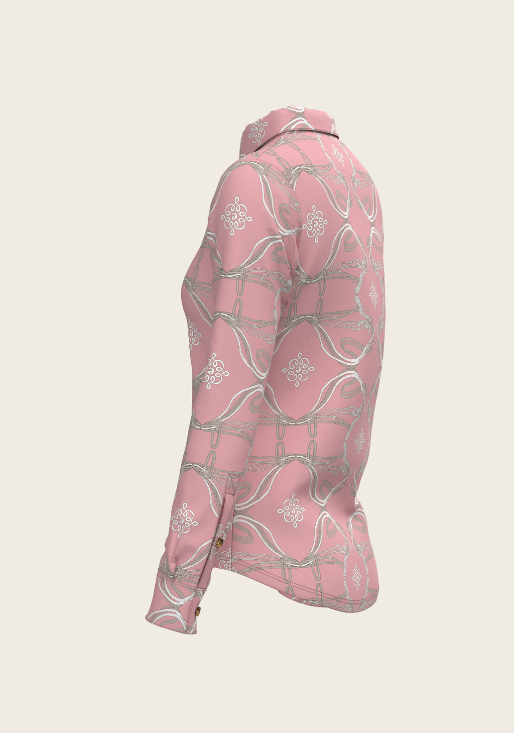 Roped Bridles on Rose Ladies Button Shirt