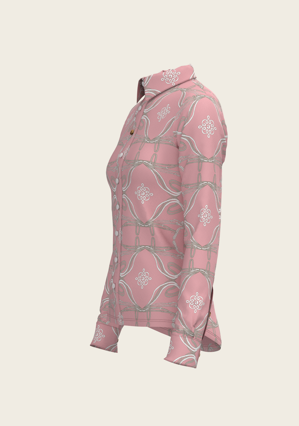 Roped Bridles on Rose Ladies Button Shirt