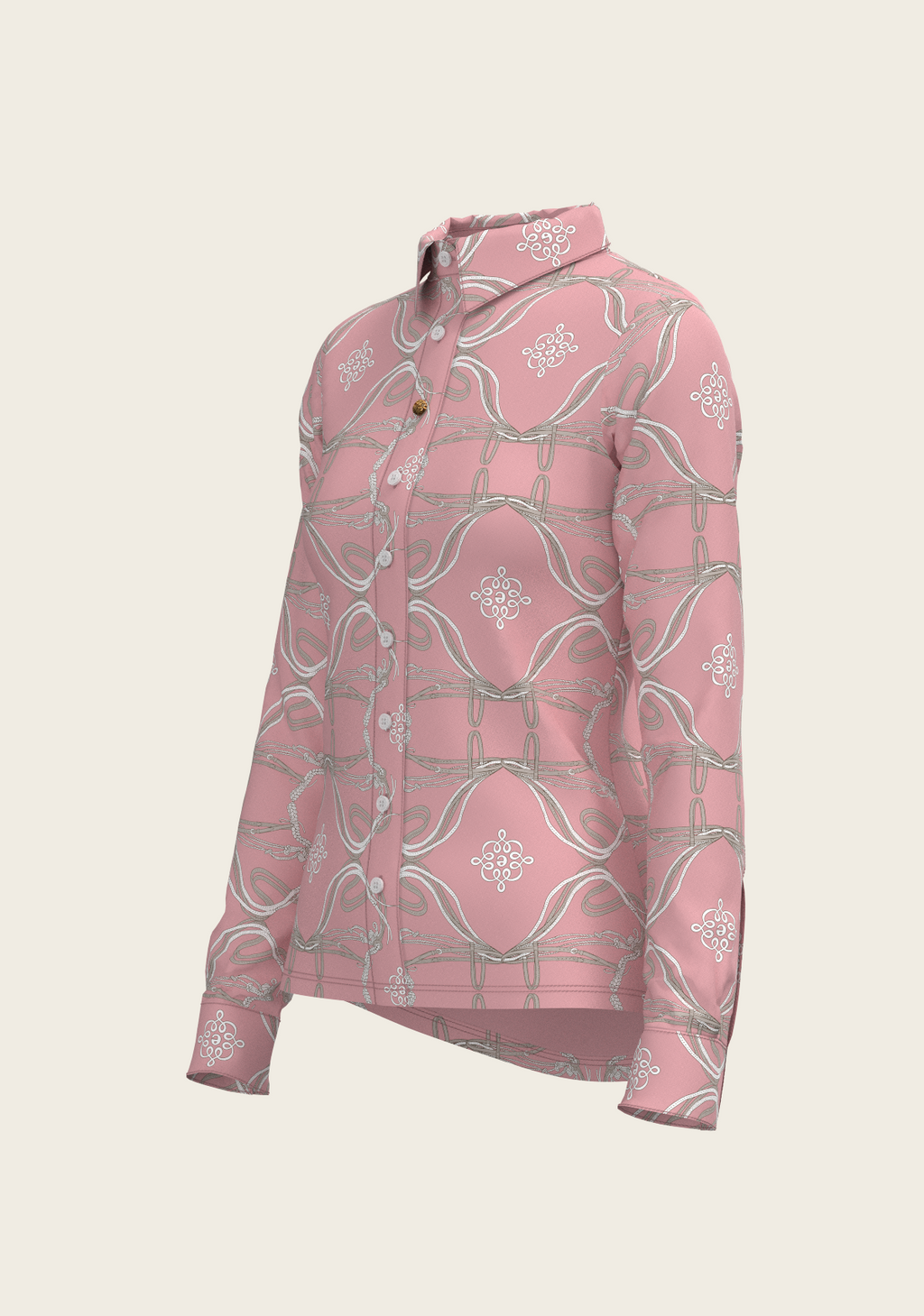 Roped Bridles on Rose Ladies Button Shirt