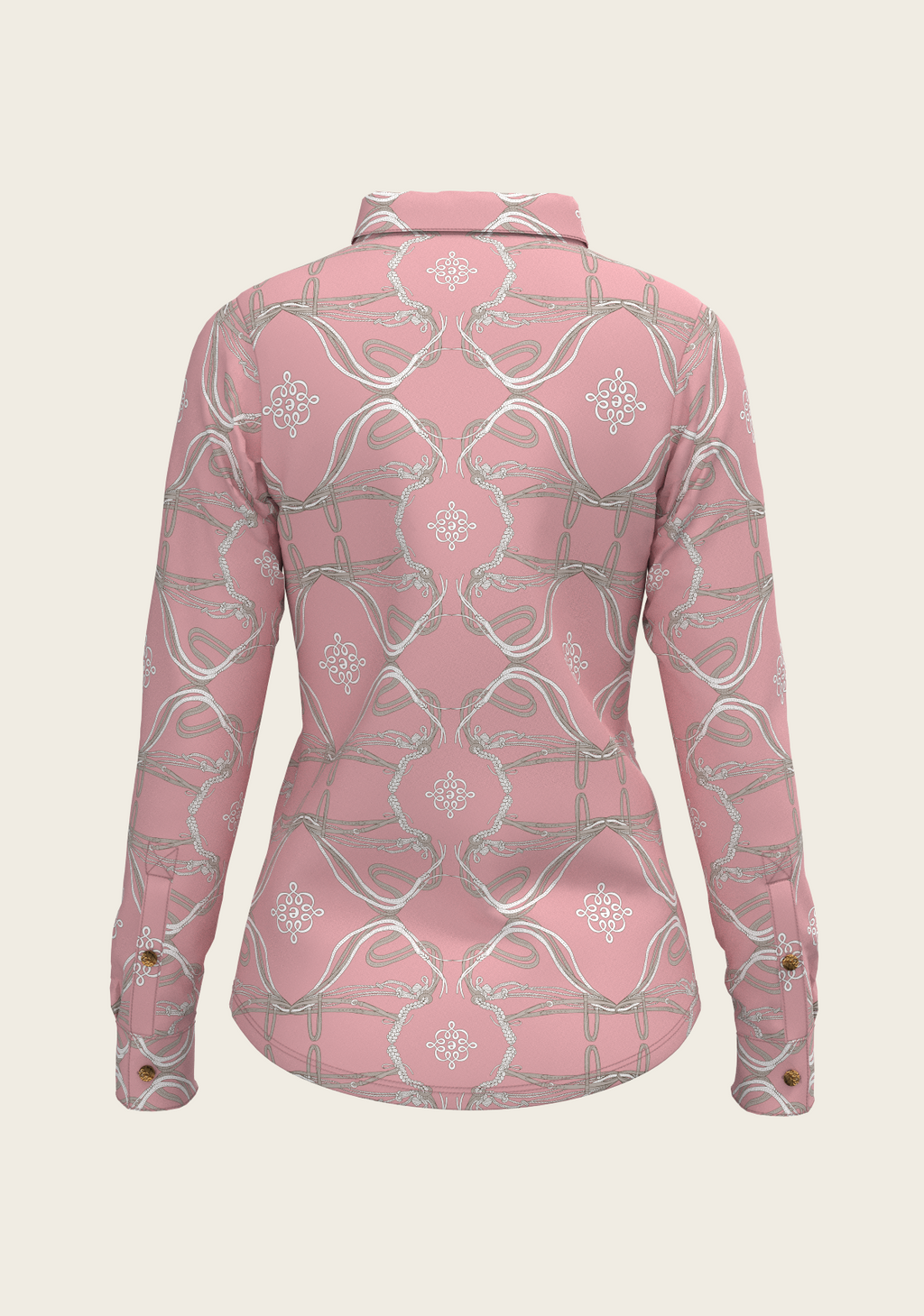 Roped Bridles on Rose Ladies Button Shirt