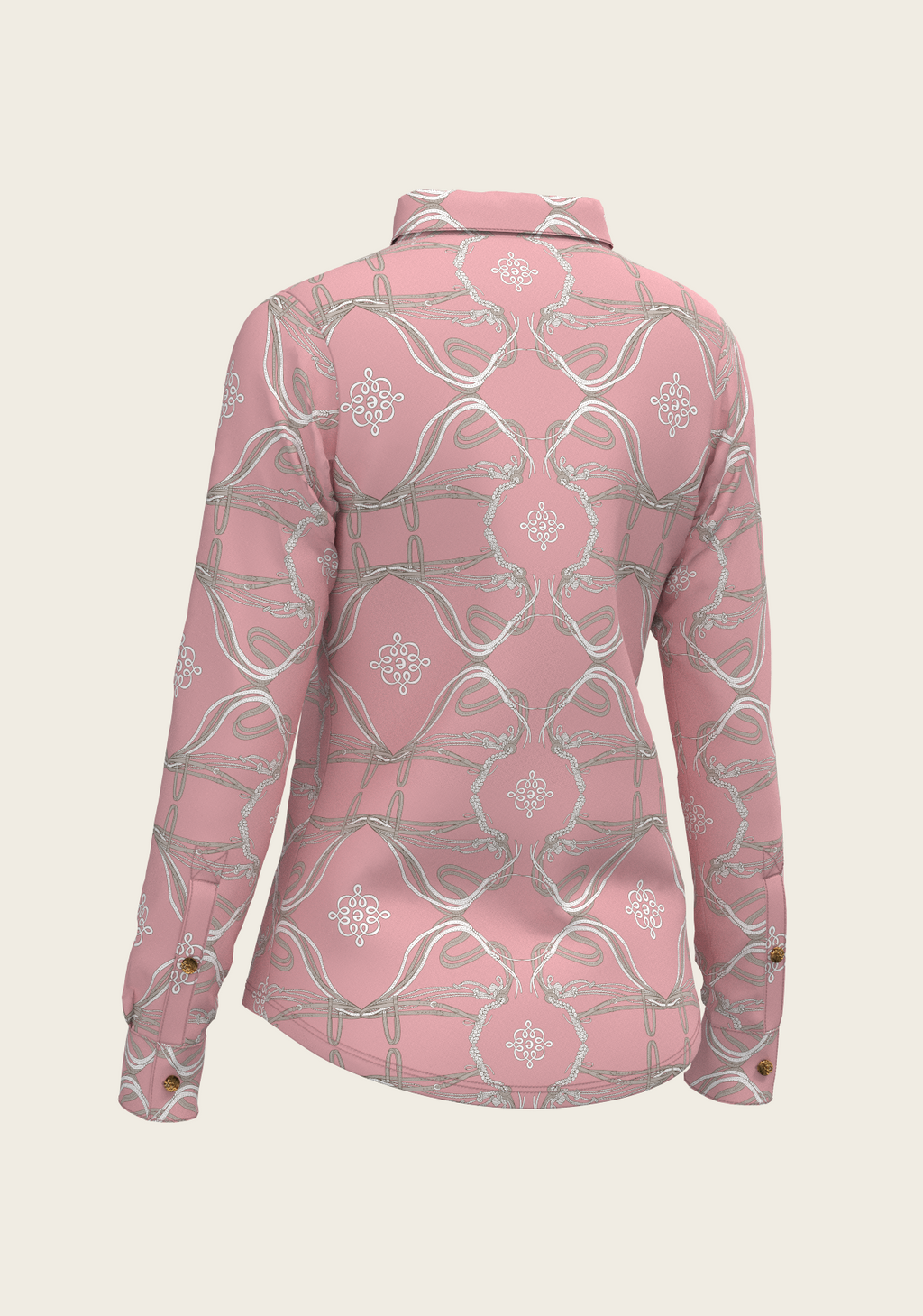Roped Bridles on Rose Ladies Button Shirt
