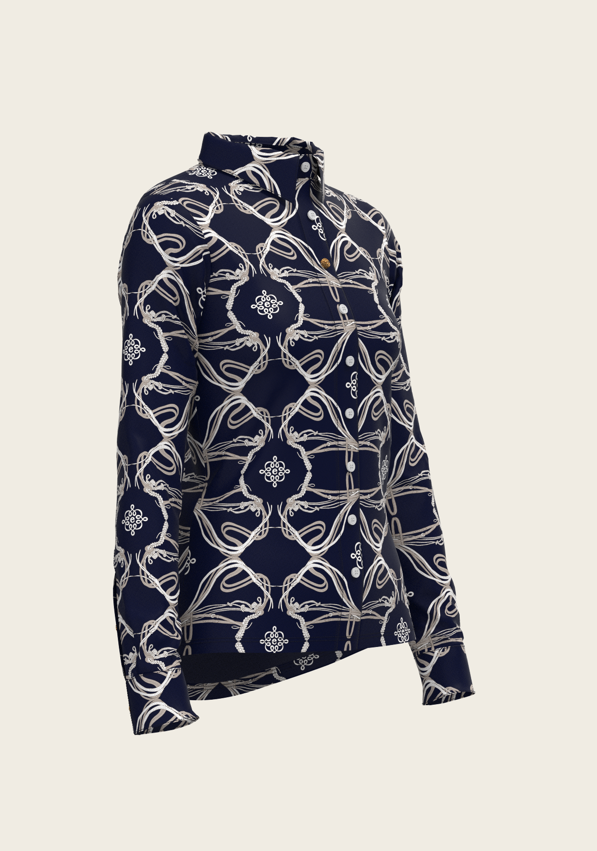 Roped Bridles on Navy Ladies Button Shirt