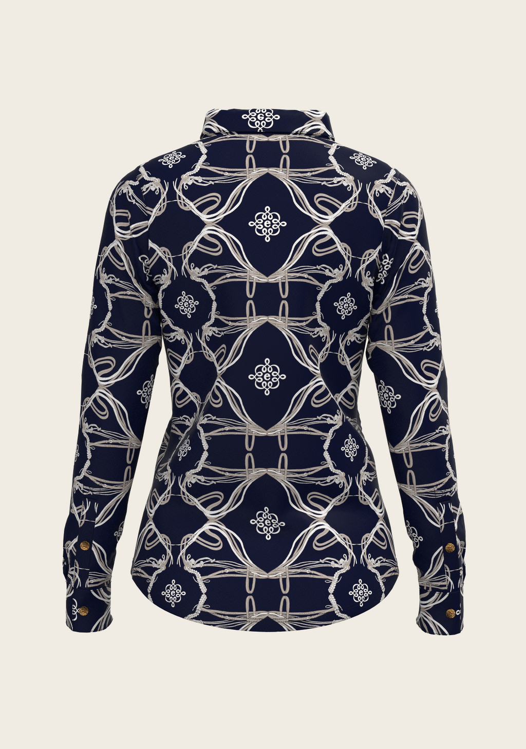 Roped Bridles on Navy Ladies Button Shirt