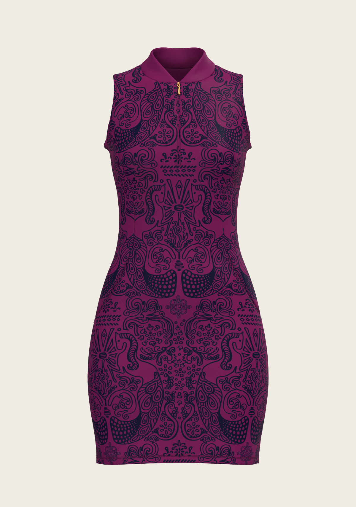 Mermaid Horses on Berry Golf Dress