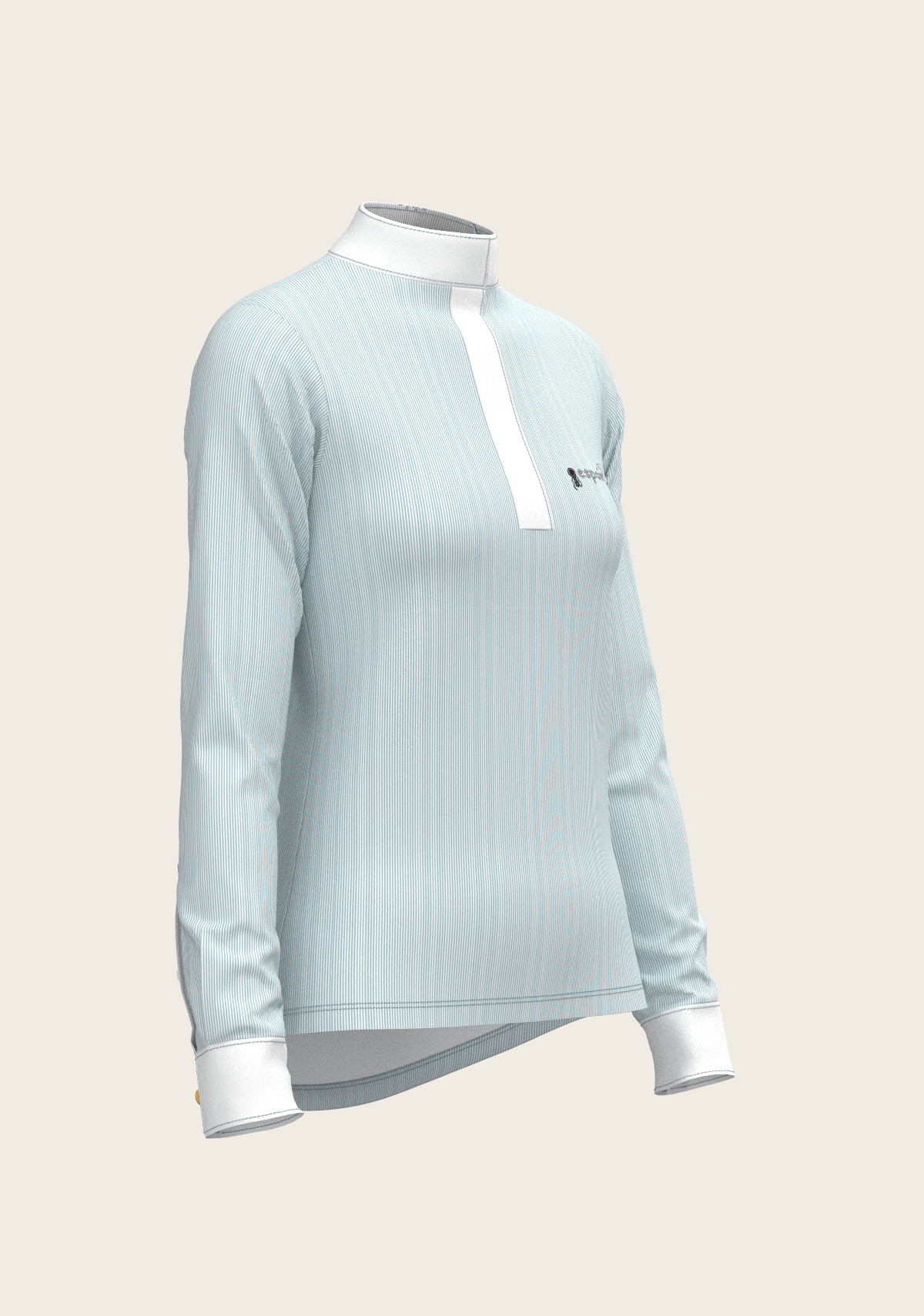 Stripes in Skyblue Short Zip Long Sleeve Show Shirt