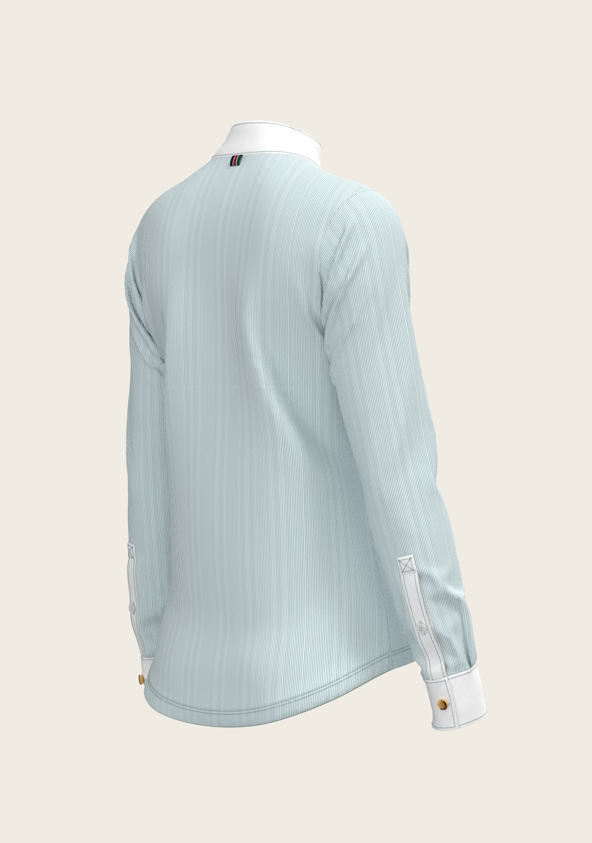 Stripes in Skyblue Short Zip Long Sleeve Show Shirt