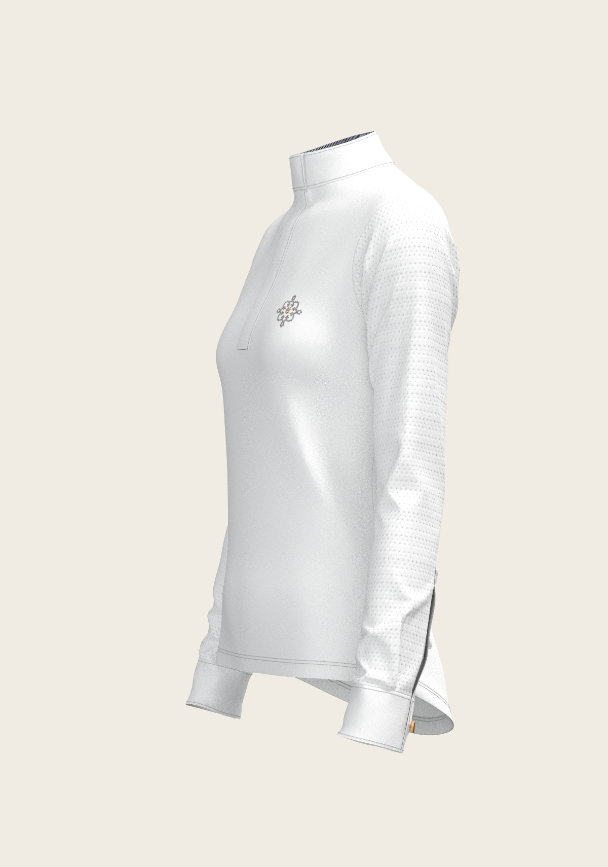  White with Navy Stripes Inner Details Long Sleeve Show Shirt