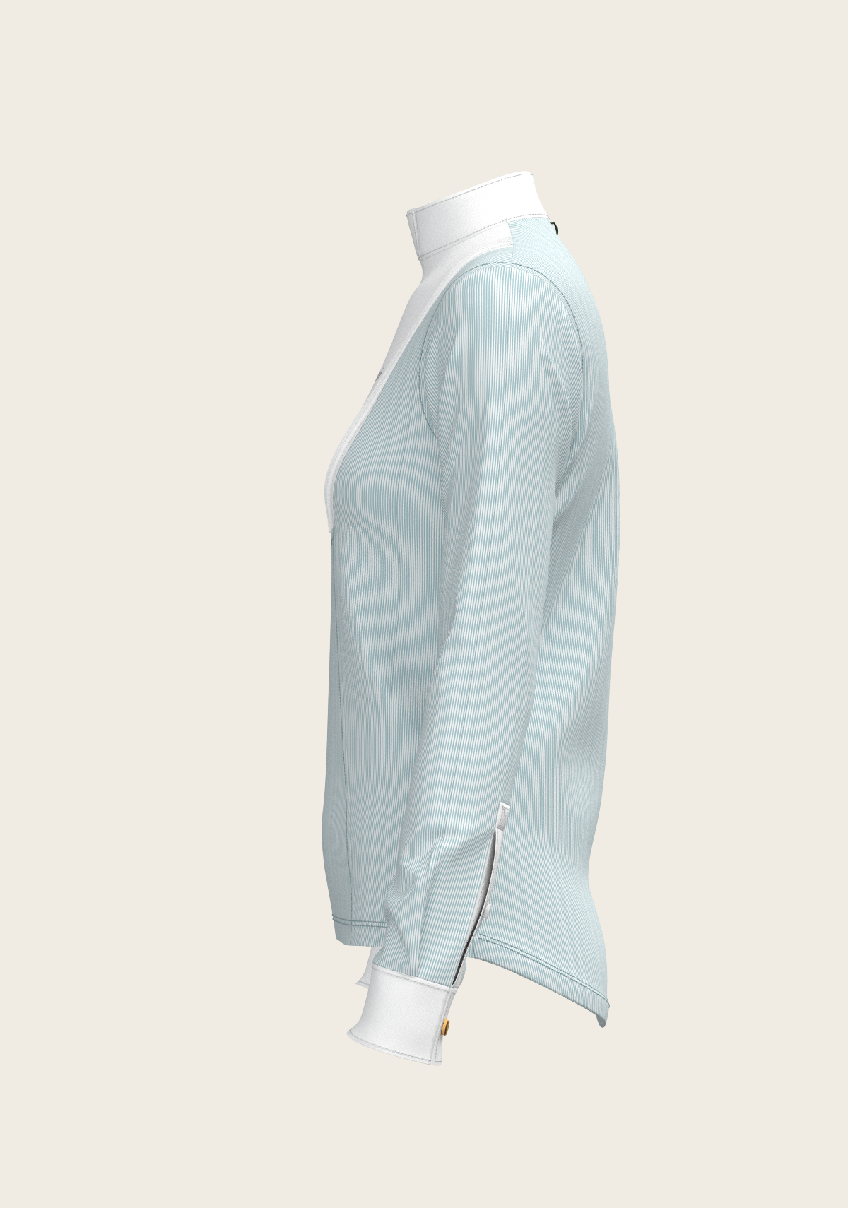  Stripes in Sky Blue Short Pleated Long Sleeve Show Shirt