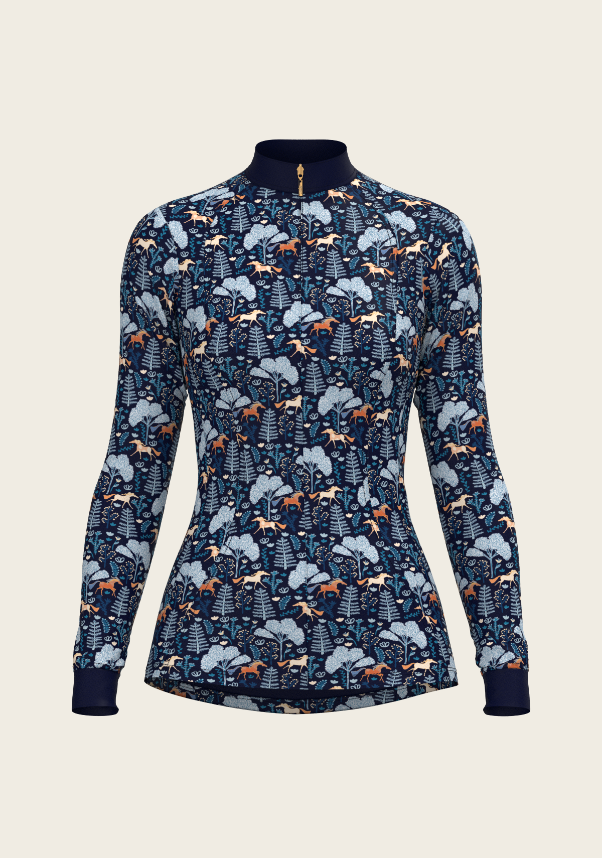  Forest on Navy Quarter Zip Sun Shirt