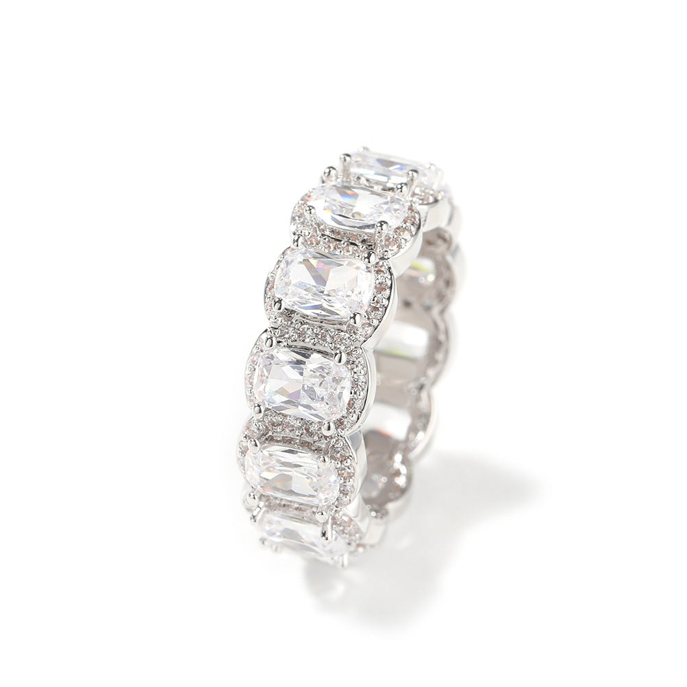 Cool and handsome men's hip-hop diamond-encrusted five-piece ring set