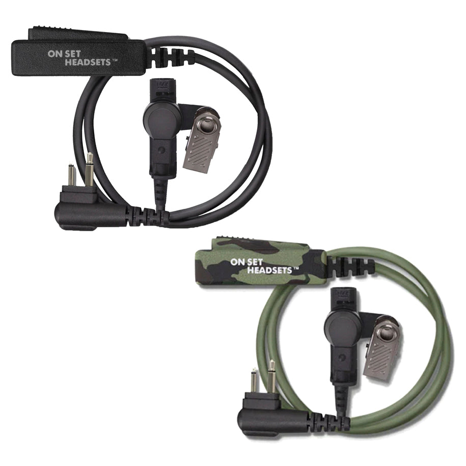 On Set Headsets™️ "The Shorty" Chest Pack Compatible FilmPro Walkie Surveillance Headset with 2-Pin Motorola M1 Connector -  (Black, Camo)