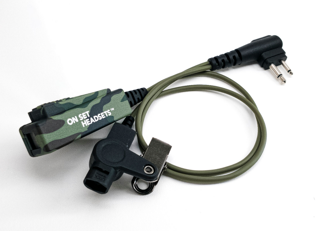 On Set Headsets™️ "The Shorty" Chest Pack Compatible FilmPro Walkie Surveillance Headset with 2-Pin Motorola M1 Connector -  (Black, Camo)