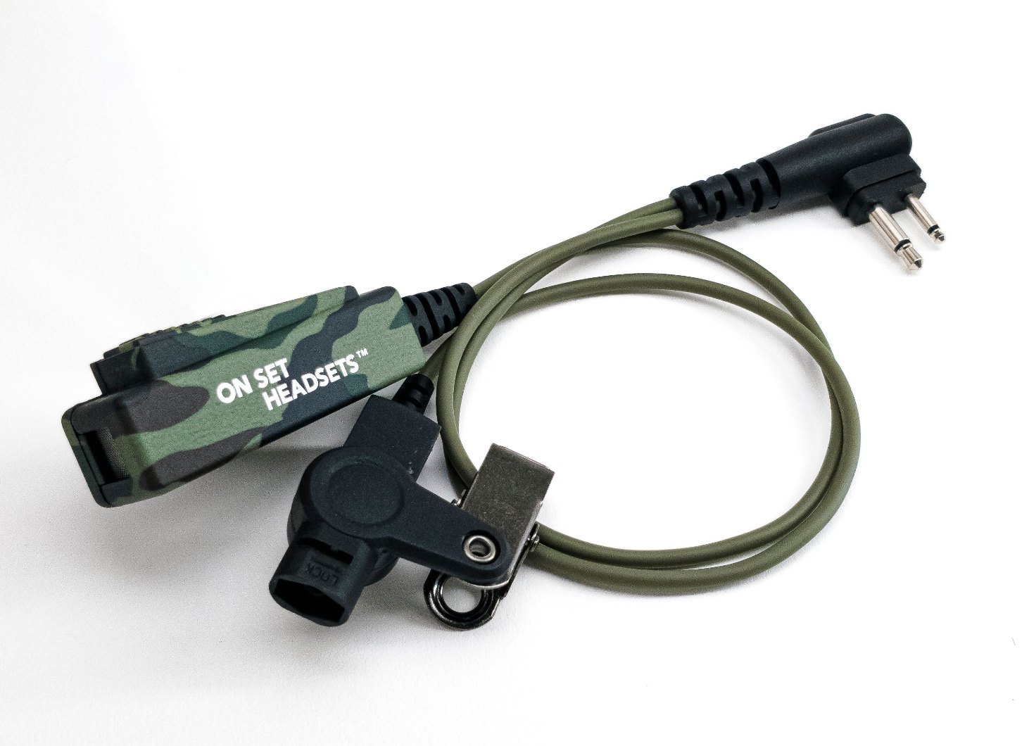 On Set Headsets™️ "The Shorty" Chest Pack Compatible FilmPro Walkie Surveillance Headset with 2-Pin Motorola M1 Connector -  (Black, Camo)