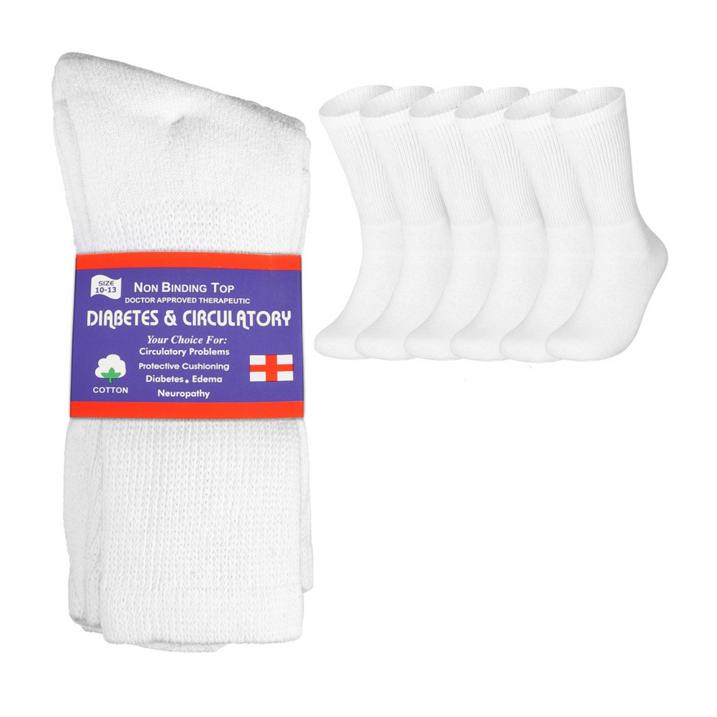 Diabetic Crew Socks Non-Binding Cotton Health Circulatory for Men and Women Multi-Pack 9-15