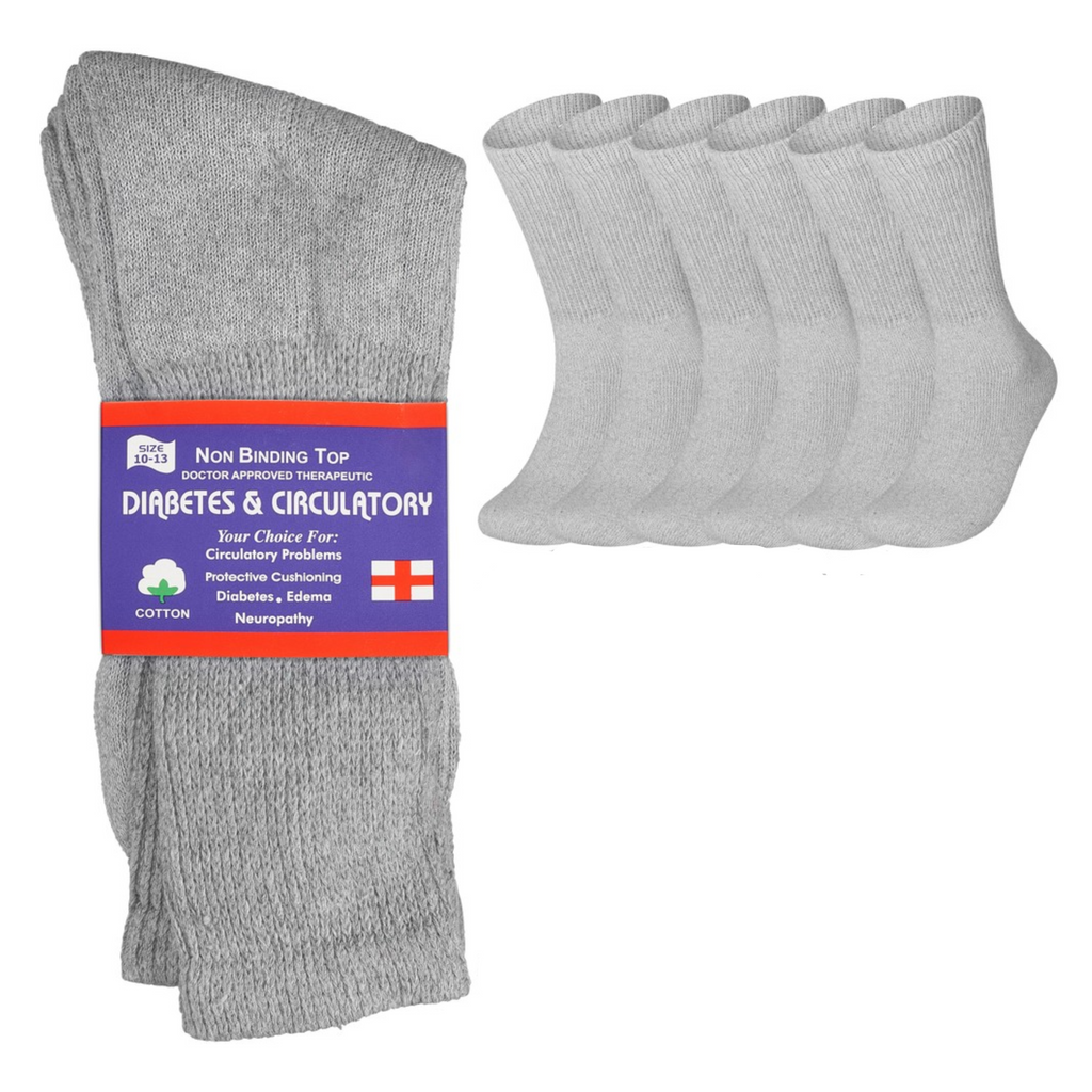 Diabetic Crew Socks Non-Binding Cotton Health Circulatory for Men and Women Multi-Pack 9-15