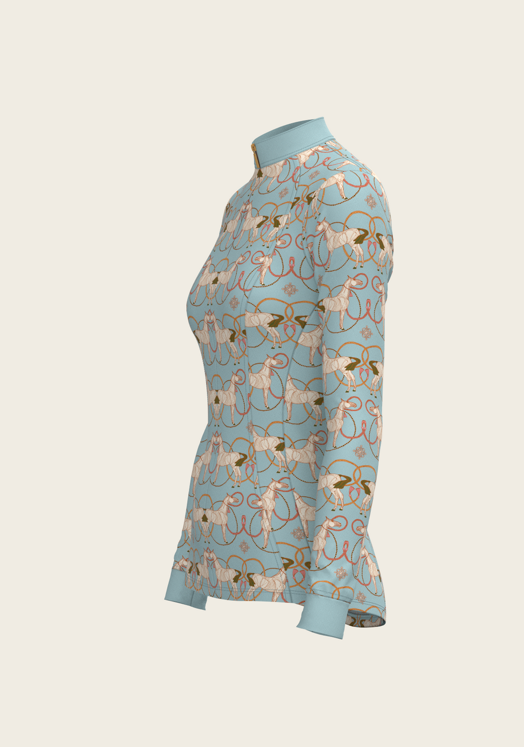 Roped Horses on Sky Blue Quarter Zip Sun Shirt