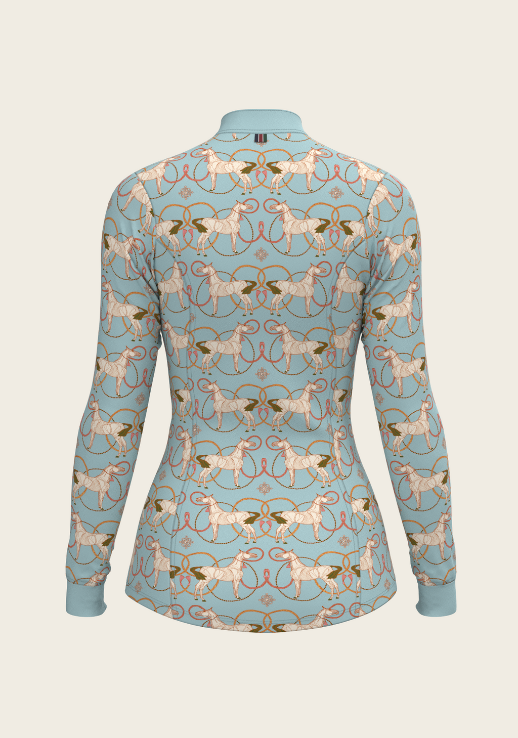 Roped Horses on Sky Blue Quarter Zip Sun Shirt