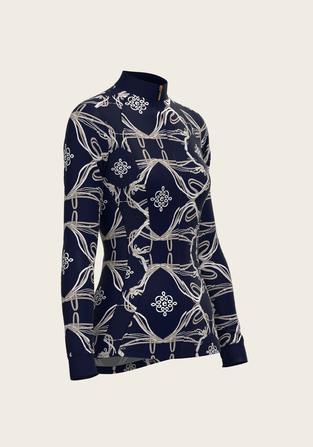 Roped Bridles on Navy Quarter Zip Sun Shirt