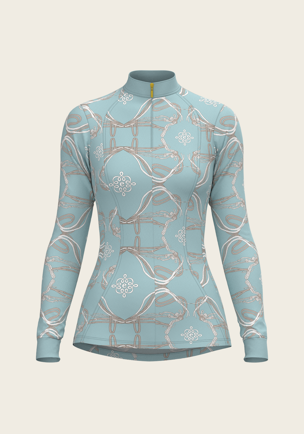 Roped Bridles on Sky Blue Quarter Zip Sun Shirt