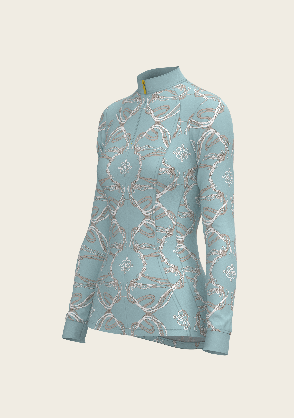 Roped Bridles on Sky Blue Quarter Zip Sun Shirt