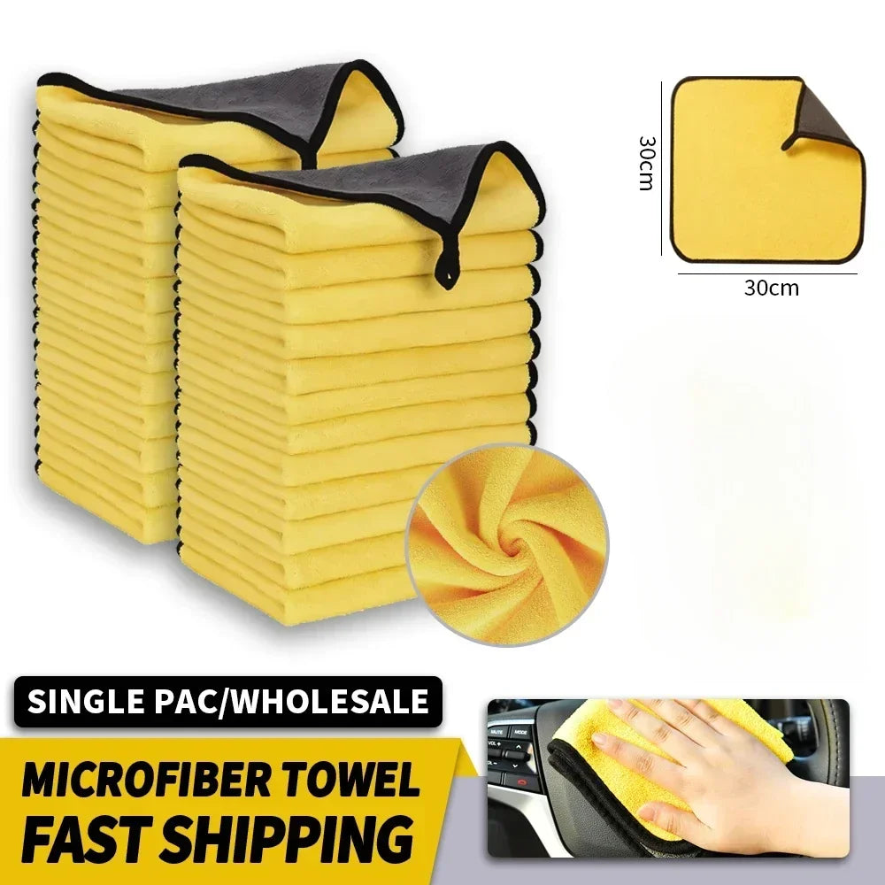 1/2/3/6/10pcs 30X60cm Microfiber Car Cleaning Towels Soft Quick Drying