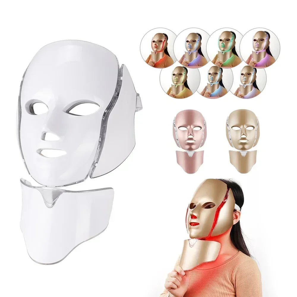7 Colors Light LED Face Neck Beauty Mask Photon Red Light Facial Skin