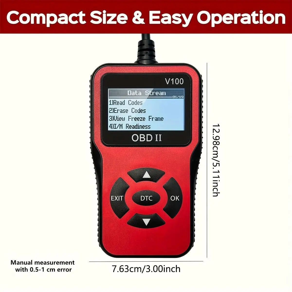 1pc V100 Professional OBD2 Scanner, Engine Fault Code Reader,