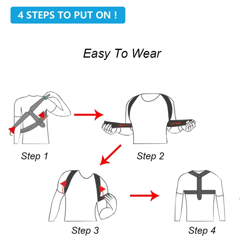 Men and Women Sitting Posture Correction Belt Shoulder Straight Back B