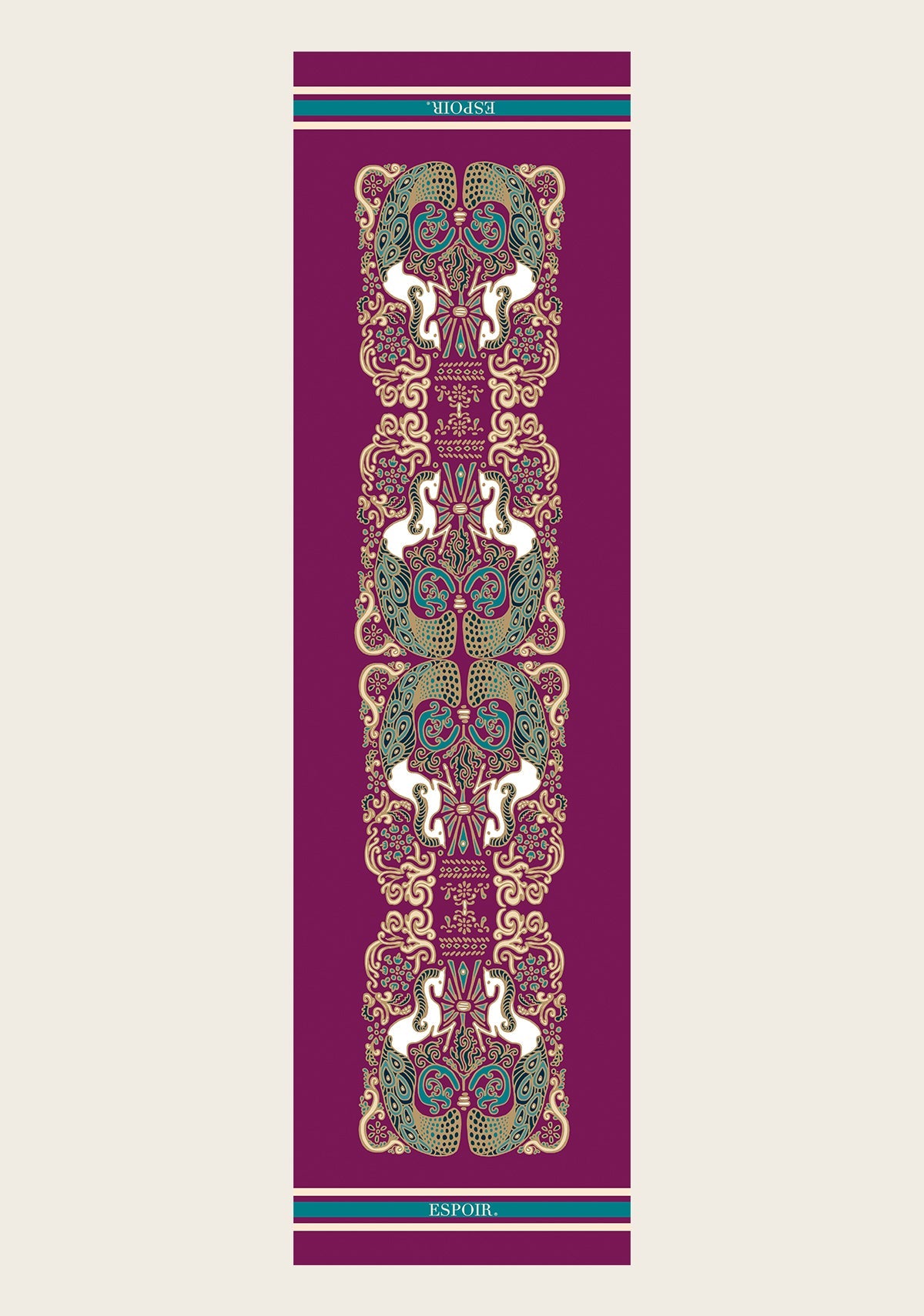 Mermaid Horses on Berry Rectangular Scarf