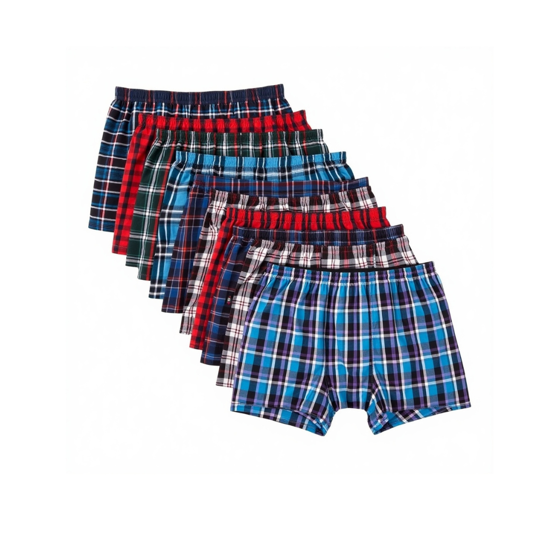 Men's Tartan Plaid Boxer Shorts 6 Pack Cotton Blend Moisture Wicking S-4XL