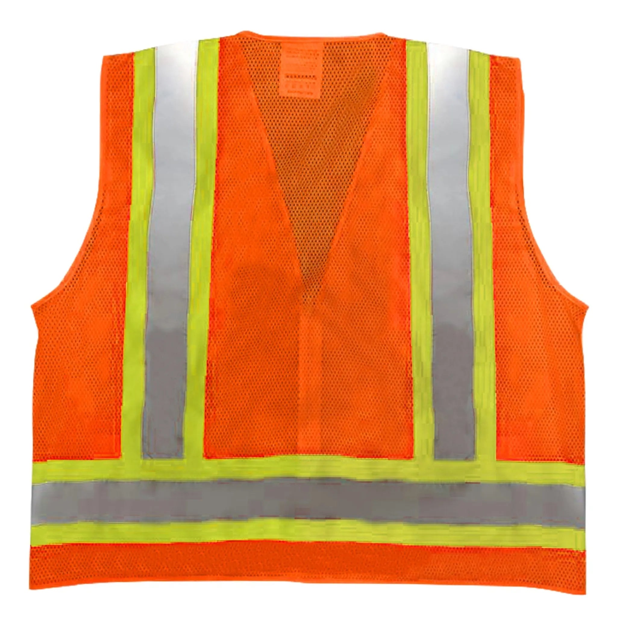 Safety Main 05TTSOZ Surveyor Vest, Class 2, Solid Front, Mesh Back, Hi-Vis Orange, Pack of 5