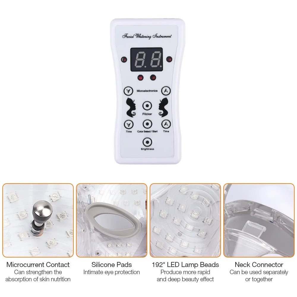 7 Colors Light LED Face Neck Beauty Mask Photon Red Light Facial Skin