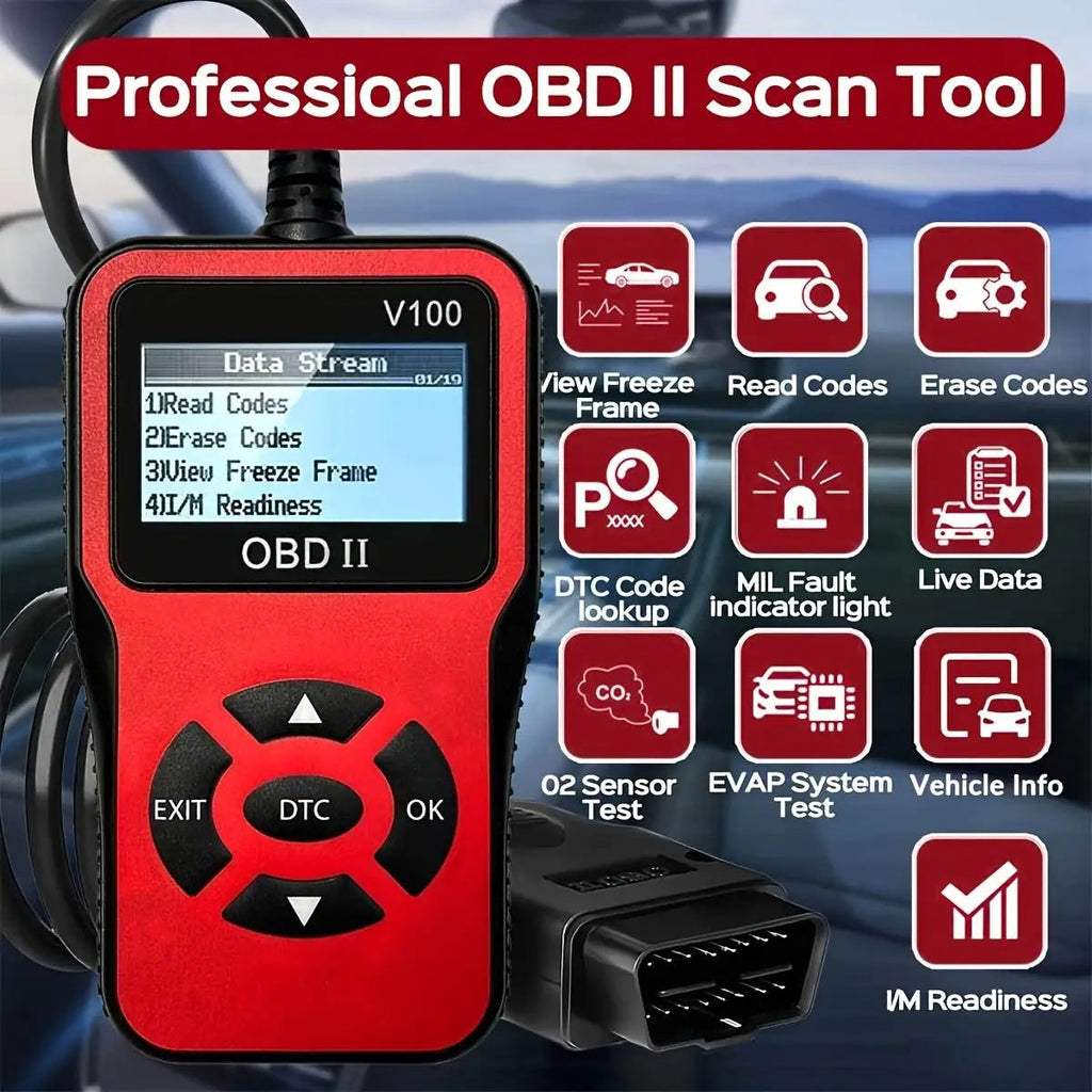 1pc V100 Professional OBD2 Scanner, Engine Fault Code Reader,