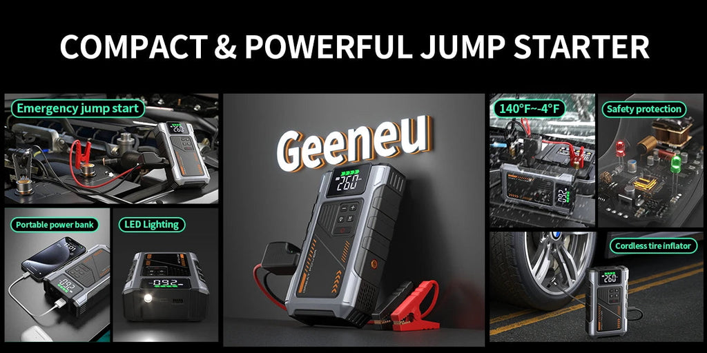 Portable Car Jump Starter With Air Compressor, 3000A Peak(7.5L Gas,