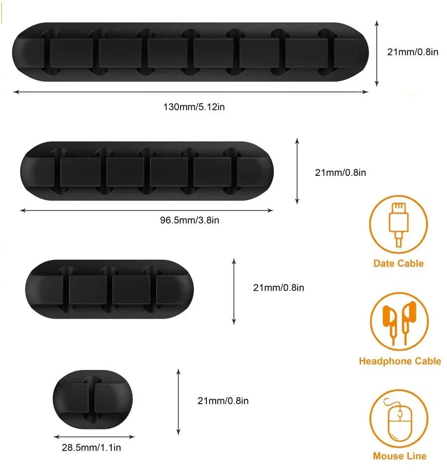 Cable Cord Wire Organizer Silicone USB Cable Winder Management Clips