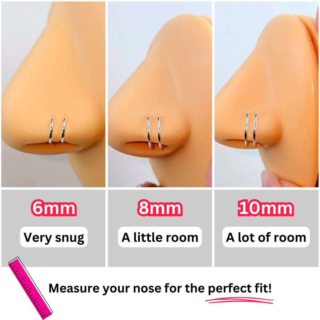 Double Hoop Nose 14k Yellow Gold Filled Spiral Nose Ring 20G 8mm Left