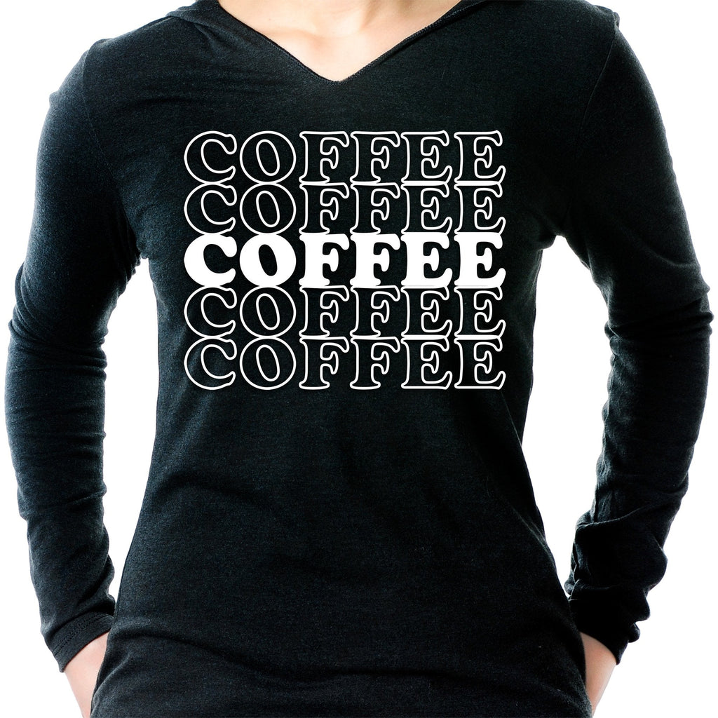 Coffee Coffee Coffee Coffee Coffee Black Long Sleeve Hoodie